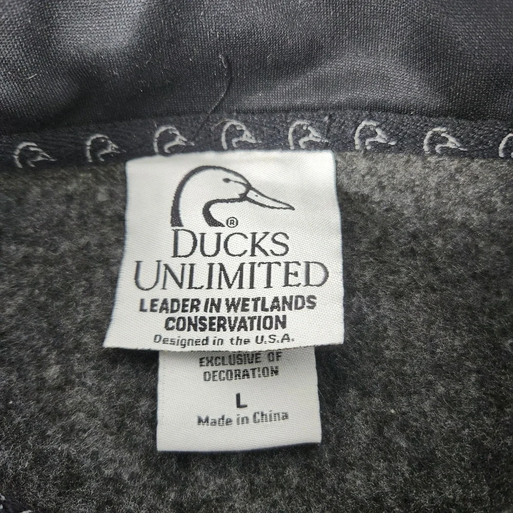 Ducks Unlimited Mens Full Zip Sweater Fleece Jacket Charcoal Gray Large Outdoor